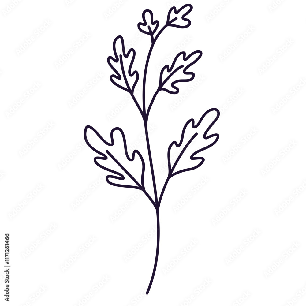 tree with leaves Hand Drawn Botanical tree with leaves Hand Drawn Botanical