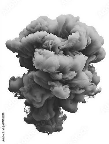 black or gray fog black or gray clouds Isolated on a white background. An effect for content that requires abstract black or gray dust explosions.