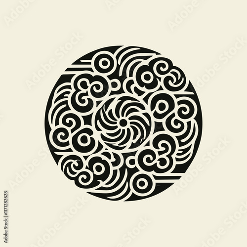 Chinese batik motif vector logo design, traditional Chinese batik