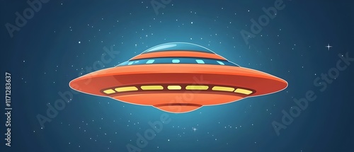 Fototapeta Naklejka Na Ścianę i Meble -  A large alien spaceship is flying over a desert