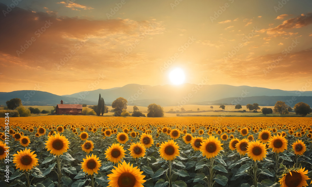 custom made wallpaper toronto digitalSunflowers Reaching for the Sun in a Vast Open Field
