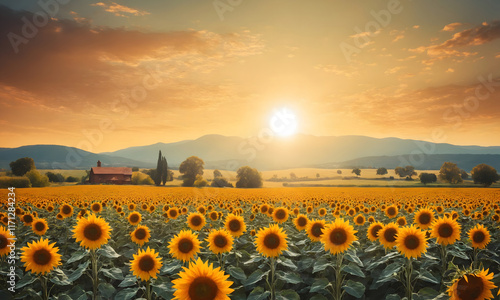 Wallpaper Mural Sunflowers Reaching for the Sun in a Vast Open Field Torontodigital.ca