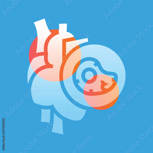 Atherosclerosis lglassmorphism illustration. Transparency blur elements. Ui layered design.