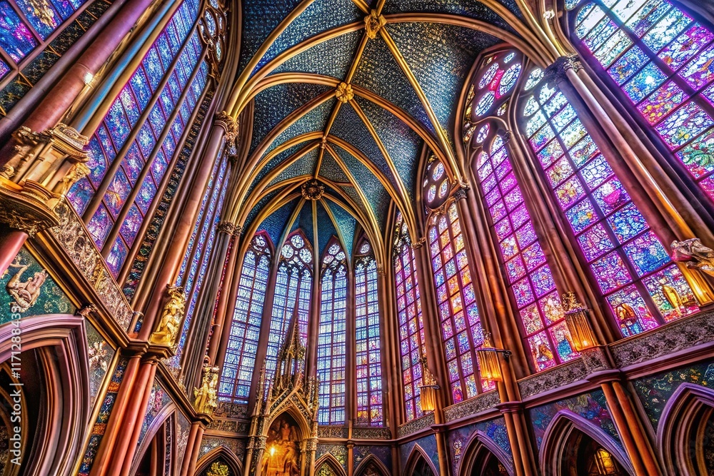 Fototapeta premium Sainte-Chapelle's breathtaking stained glass windows, profound depth of field.