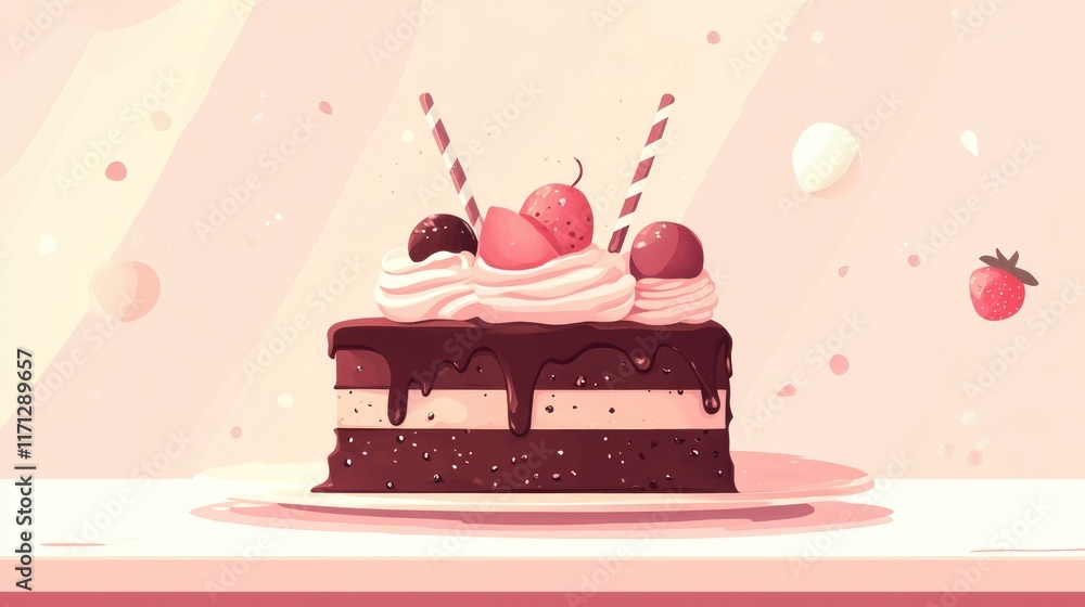 Chocolate dessert flat design front view cozy theme animation colored pastel Chocolate dessert flat design front view cozy theme animation colored pastel