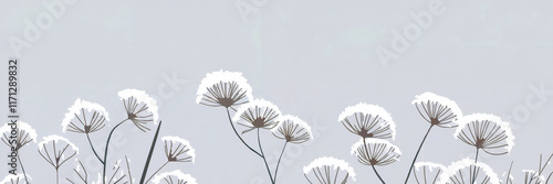 Wallpaper Mural Close up of Frost Covered Seed Heads Delicate Texture Illustration Torontodigital.ca