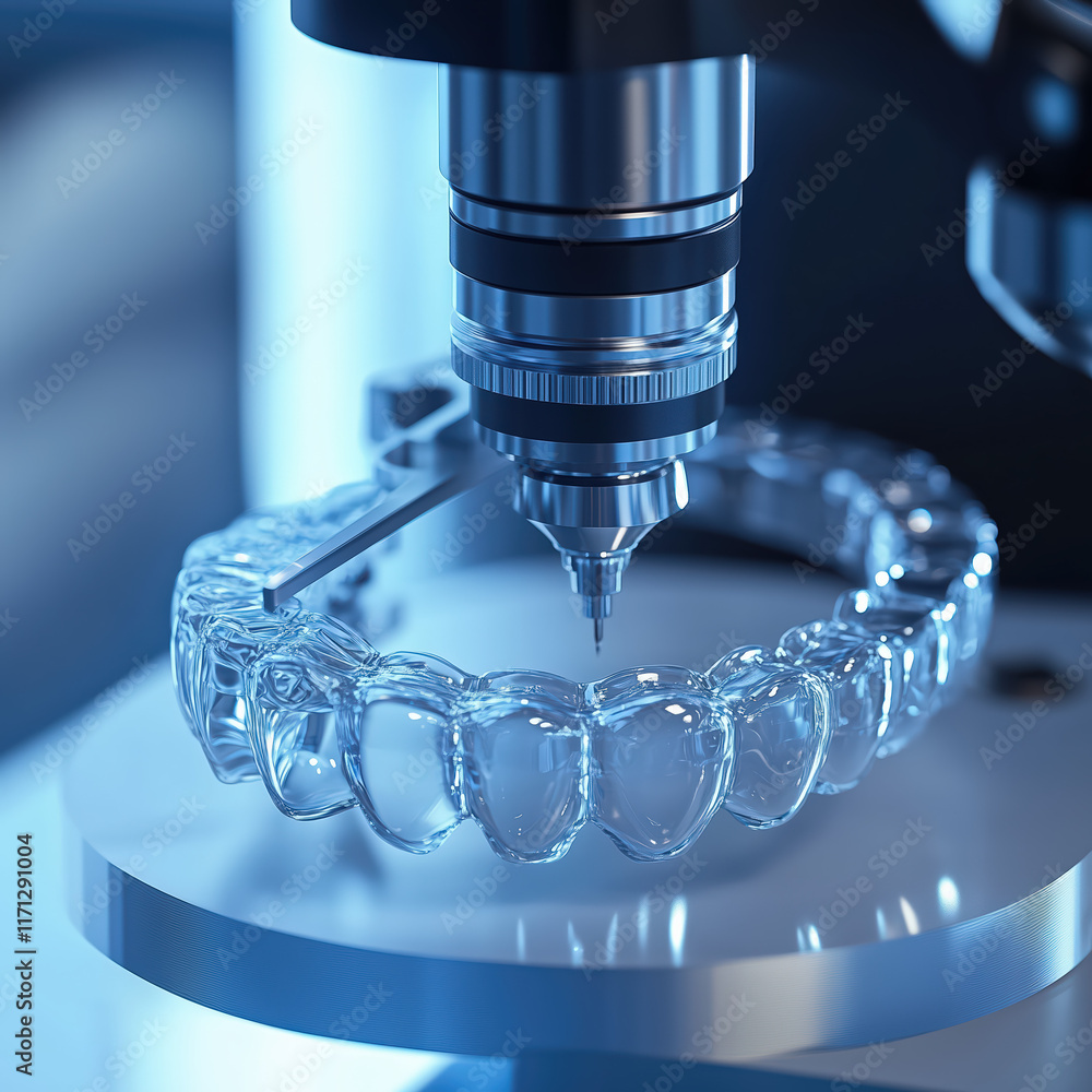 Machine milling a transparent orthodontic aligner.