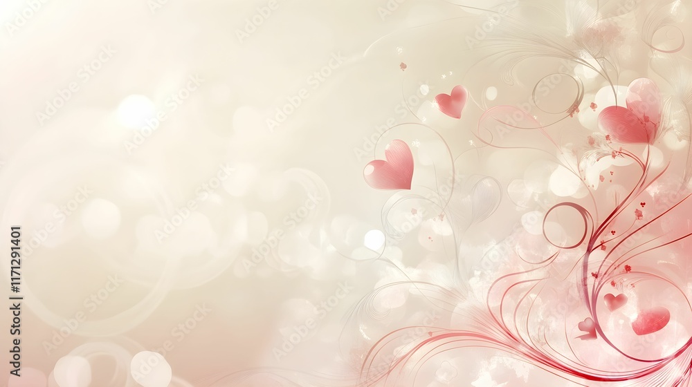 Romantic background design featuring hearts and swirls for special occasions Romantic background design featuring hearts and swirls for special occasions