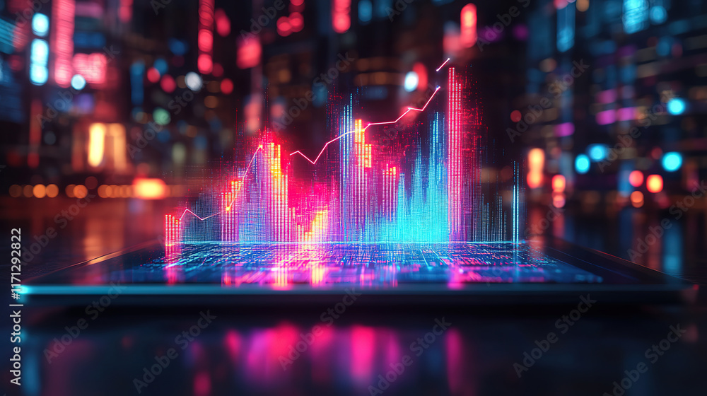 Fototapeta premium Growing Virtual Charts for Business Strategy