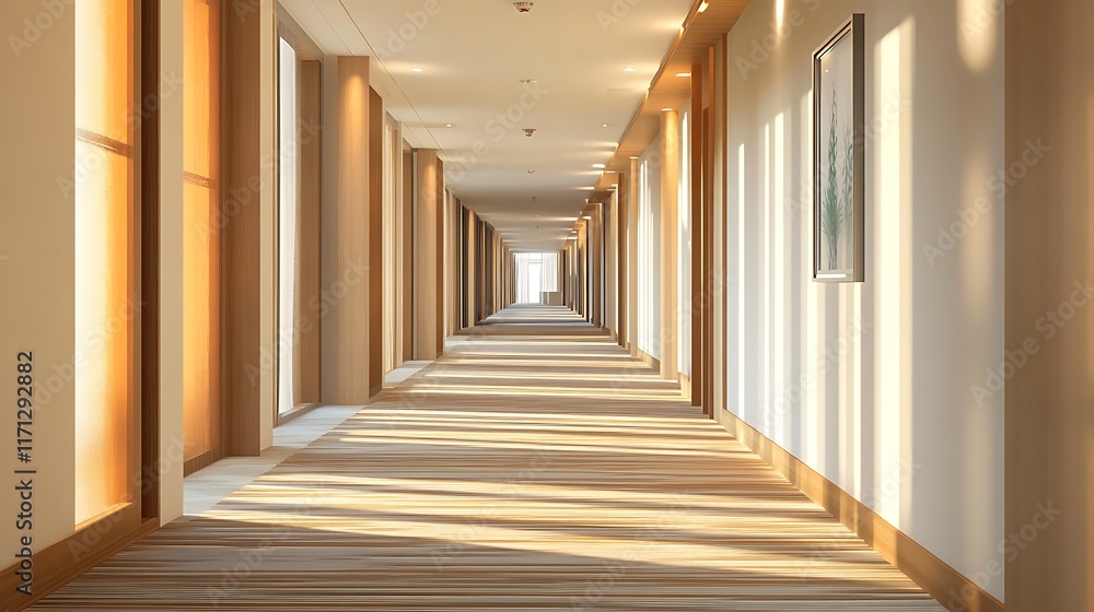 Fototapeta premium Modern office with marble floor and glass wall