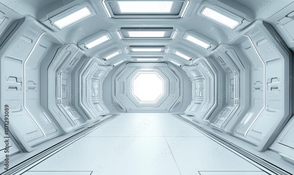 Fototapeta premium A futuristic corridor with bright lighting and sleek, modern design.