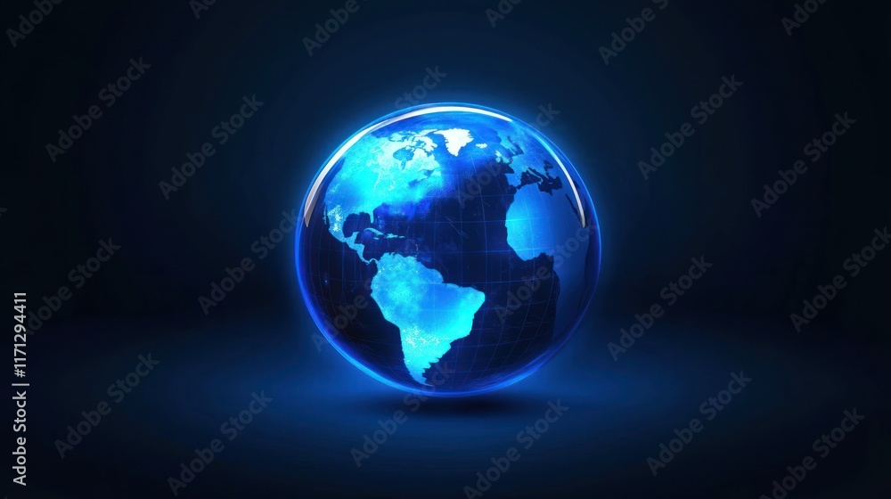 A glowing blue globe representing Earth with a dark background, symbolizing global connectivity. A glowing blue globe representing Earth with a dark background, symbolizing global connectivity.