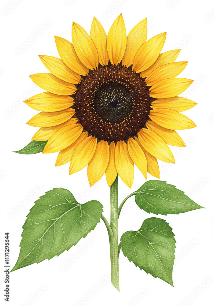 Obraz premium Vibrant Sunflower Summer Bloom Botanical Illustration Floral Art Nature Photography