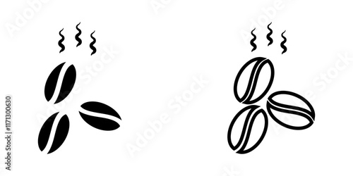coffee beans set icon on white background