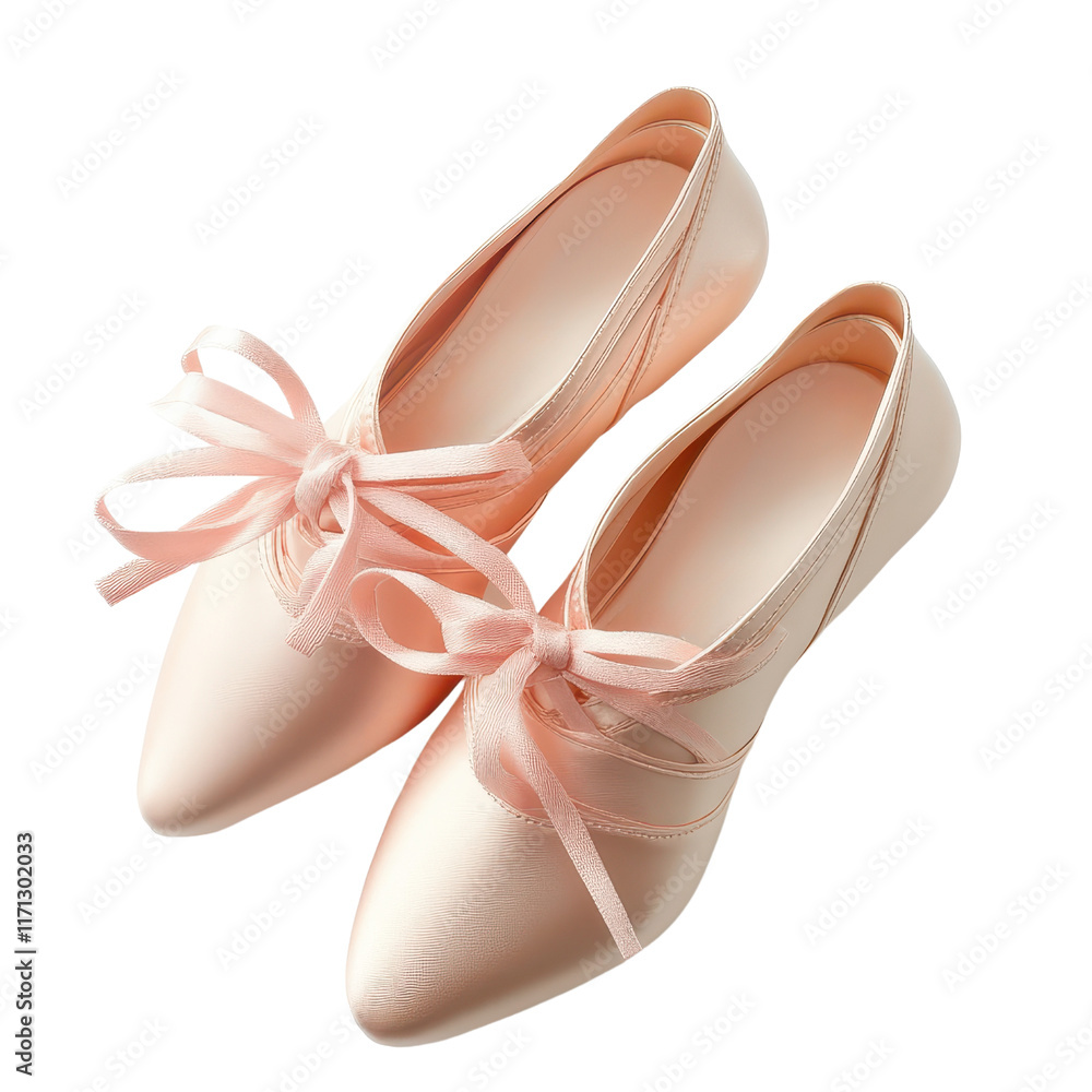 Soft pink ballet pointe shoes with ribbons, perfect for dance practice and performance. Isolated on transparent/white background Soft pink ballet pointe shoes with ribbons, perfect for dance practice and performance. Isolated on transparent/white background