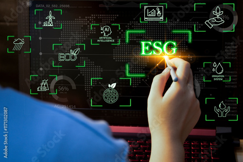 ESG is a concept about the sustainable development of an organization in 3 main areas: environment, society and governance. photo