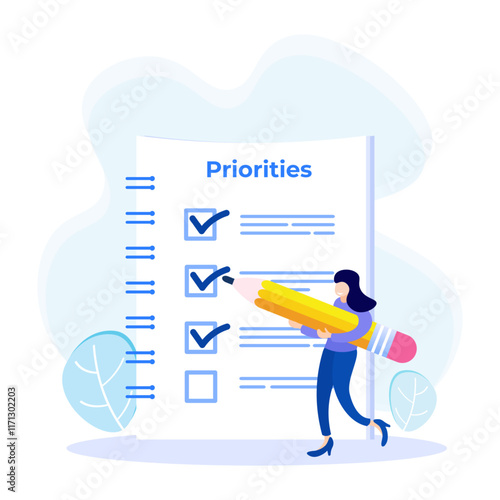 Illustration vector graphic cartoon character of priorities