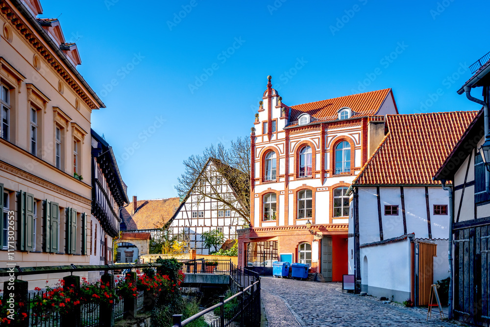 Obraz premium Mühlengraben, Quedlinburg, Harz, Deutschland 