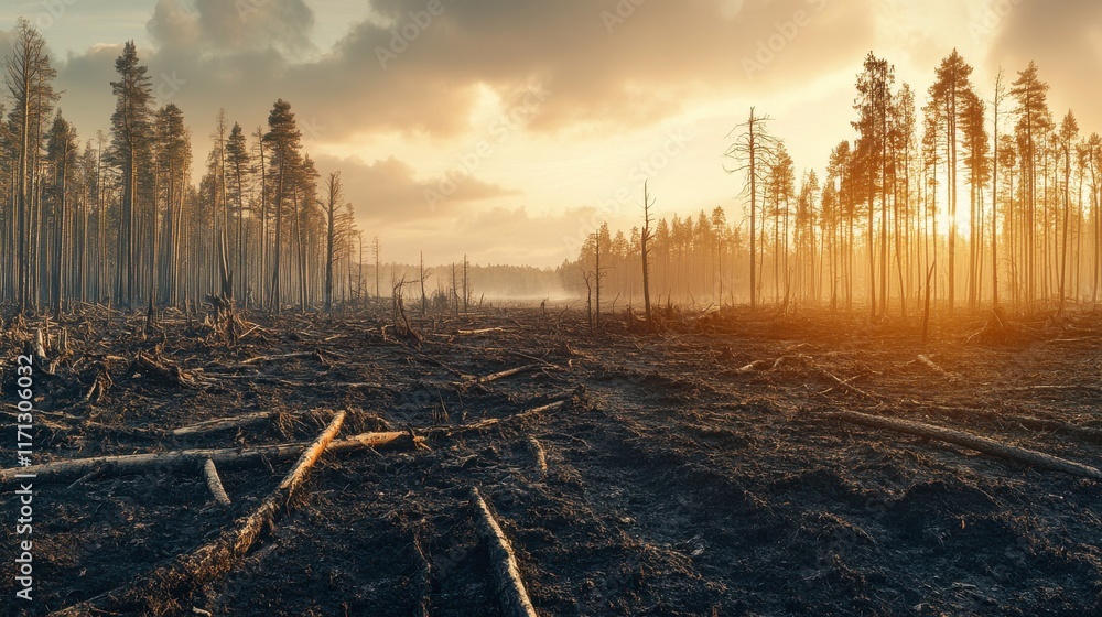 Fototapeta premium Barren Forests Under Bright Midday Sunlight
