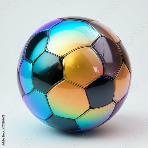 Metallic Rainbow Soccer Ball Iridescent Football Design photo