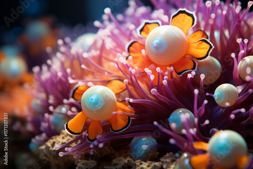 clownfish's natural habitat highlights their unique colors, playful behavior, and symbiotic bond with sea anemones, which is enhanced by their charismatic charm photo