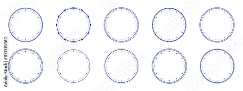 A mechanical clock face template featuring circles for the clock's face. A blank outline of a watch design, perfect for customization or time representation.