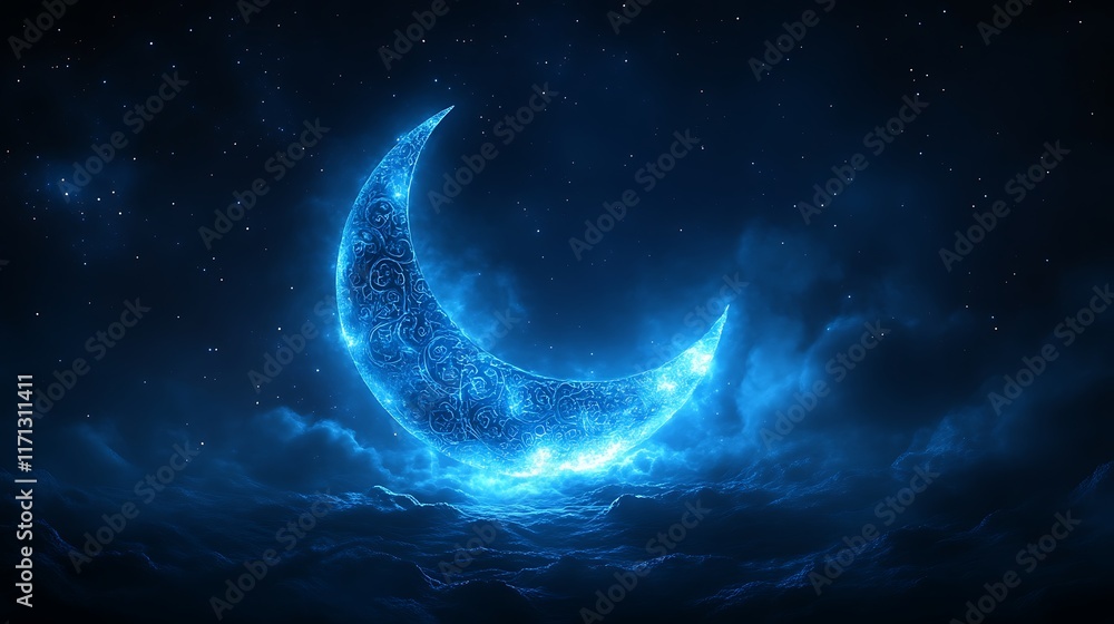 Glowing crescent moon in night sky. (6) Glowing crescent moon in night sky. (6)
