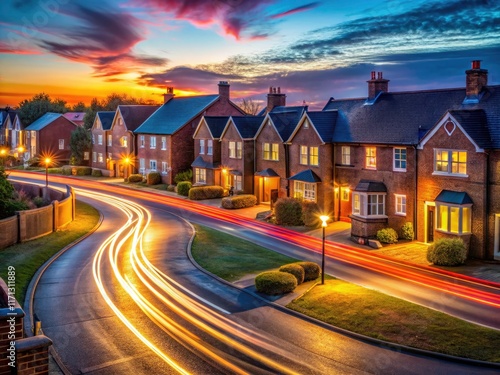 Long exposure captures Nantwich's housing estate, transforming night lights into an ethereal dreamscape. photo