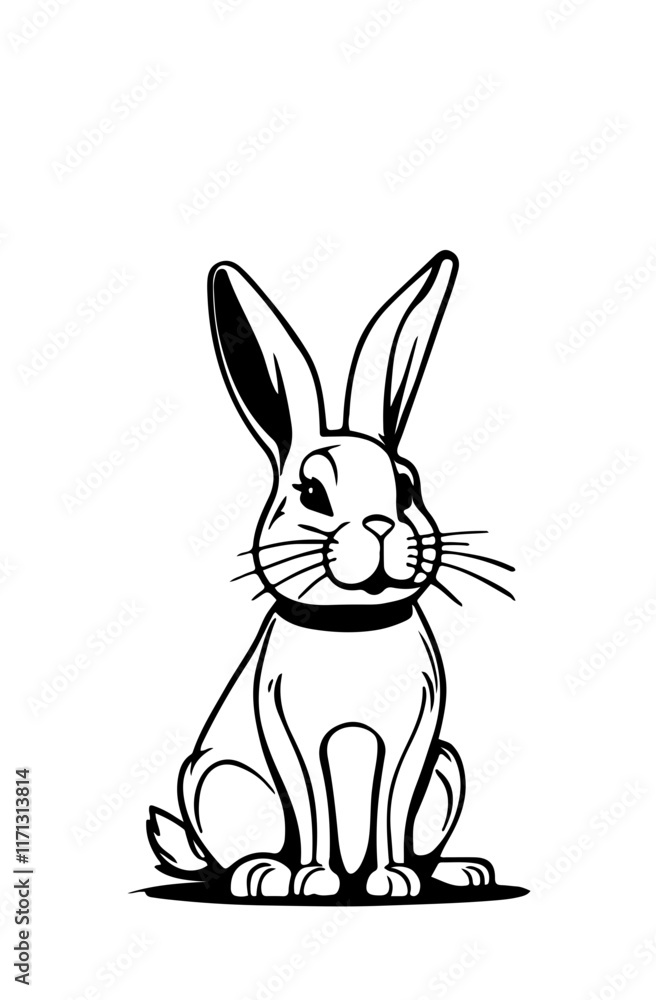 Obraz premium A seated rabbit looking forward