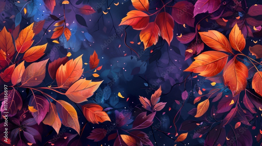 Vibrant Autumn Leaves Background with Golden Foliage, Natural Seasonal Beauty Vibrant Autumn Leaves Background with Golden Foliage, Natural Seasonal Beauty