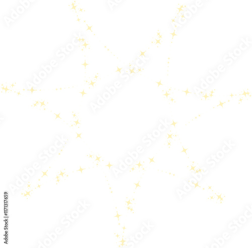 Magic star arch. Stars arch, star compositions graphic art. Shiny elements, starry and dots silhouettes. Comets and abstract constellations, retro celestial vector set. Vector illustration