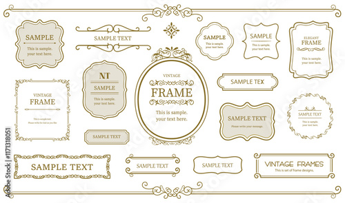 Set of Decorative vintage frames and borders set. Design elements set. Vector design. collection for invitation, menu and page..eps