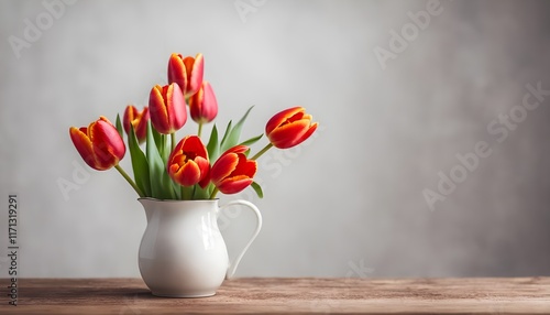 Wallpaper Mural red tulips in a jug on white background
 Torontodigital.ca