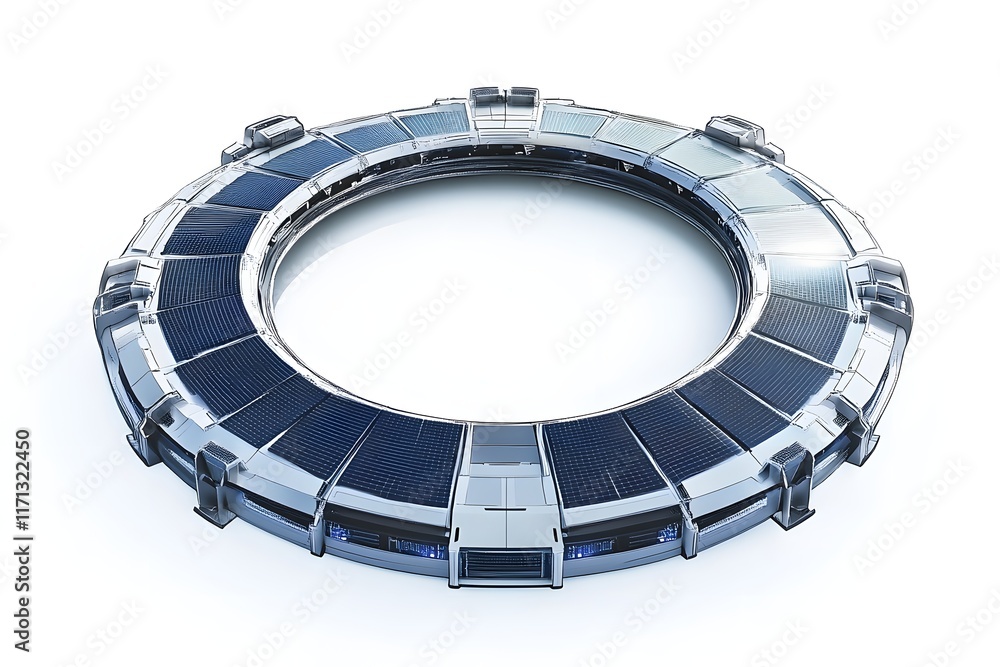 A futuristic circular device resembling a portal or transportation mechanism. A futuristic circular device resembling a portal or transportation mechanism.