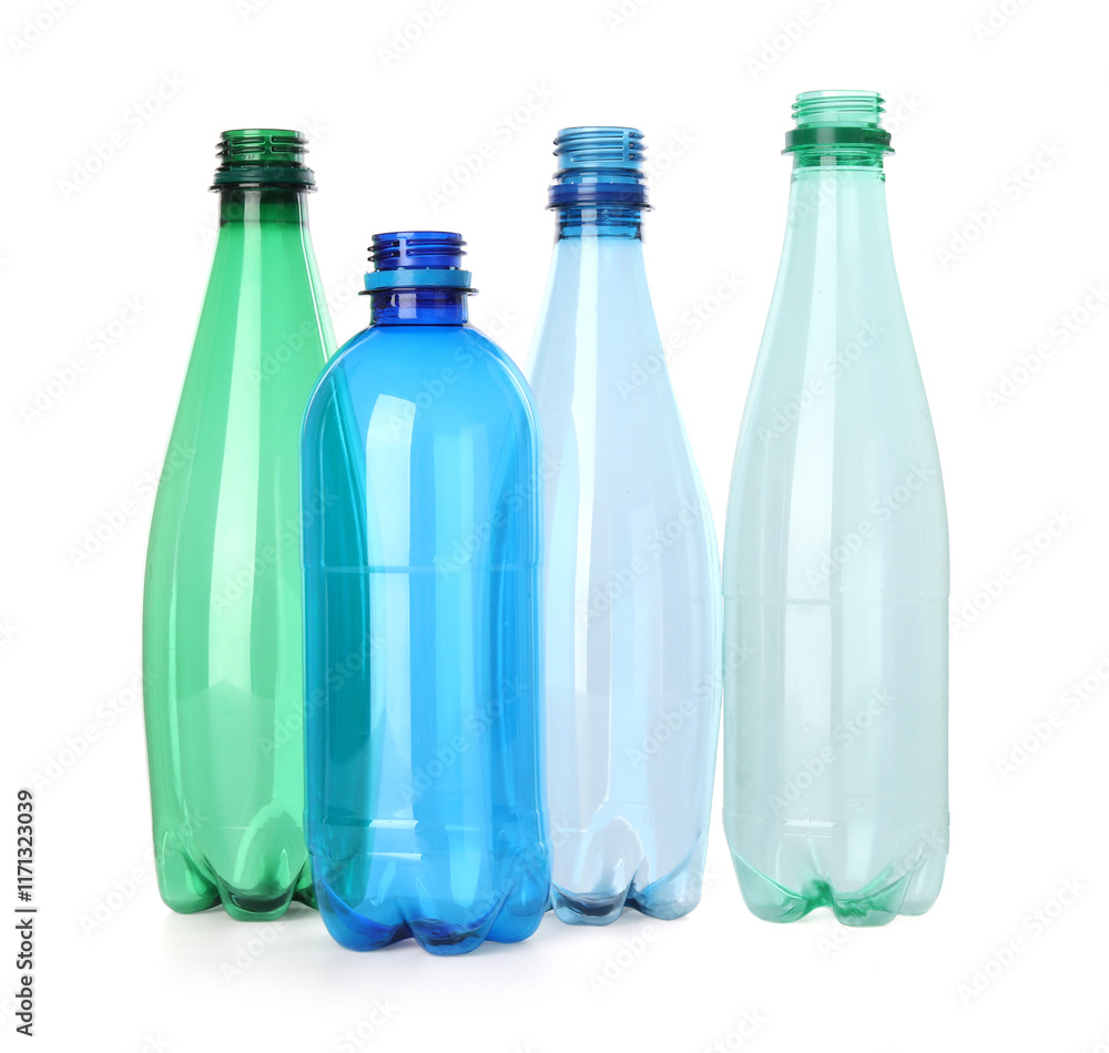 Many empty plastic bottles isolated on white Many empty plastic bottles isolated on white