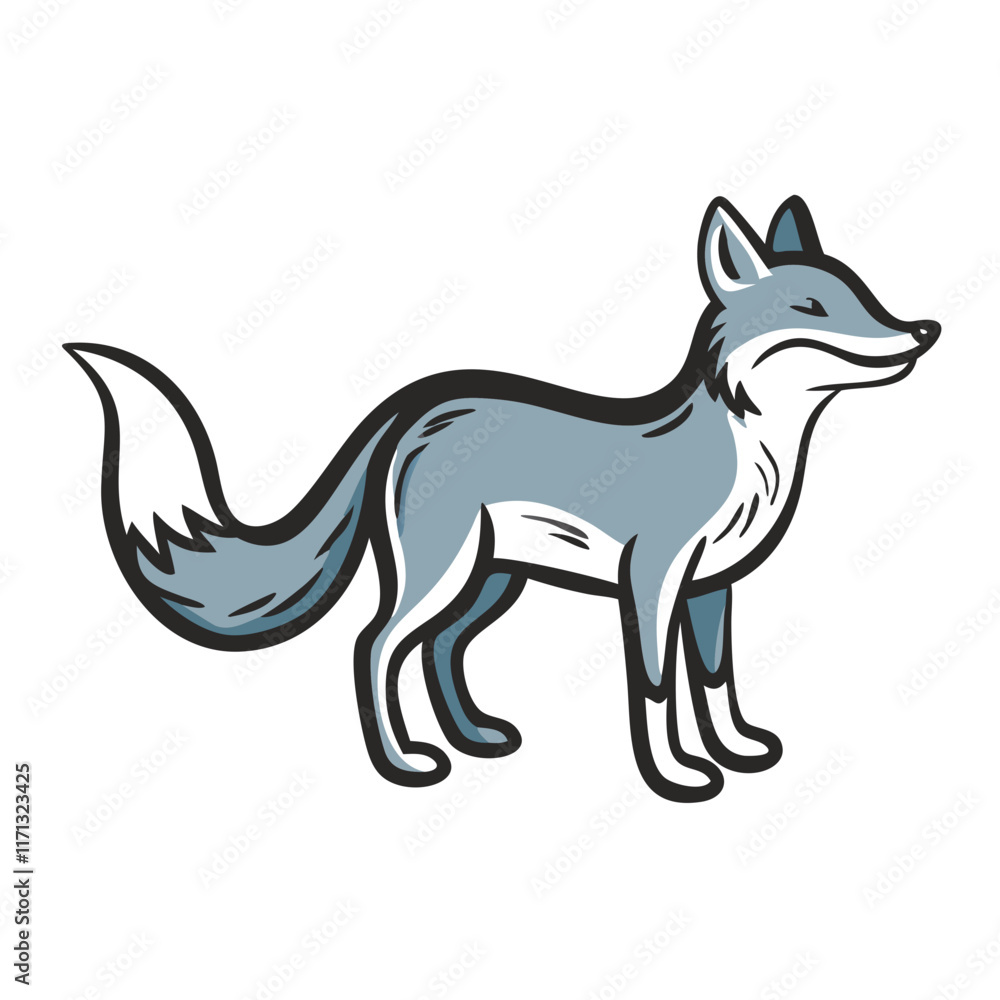 Fototapeta premium Stylized fox standing with a confident expression