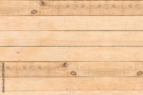 Natural light brown wood board texture or background, horizontal and top down view background.