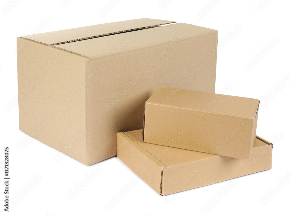 Many cardboard parcel boxes isolated on white Many cardboard parcel boxes isolated on white