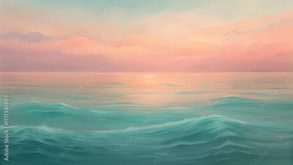 Ocean Teal Fading into Pastel Peach with Smooth Gradient Ocean Teal Fading into Pastel Peach with Smooth Gradient