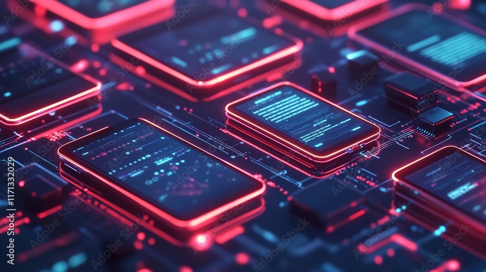 Smartphone With Colorful App Icons On The Screen In A Futuristic Tech Background.
Smartphone With Colorful App Icons On The Screen In A Futuristic Tech Background.