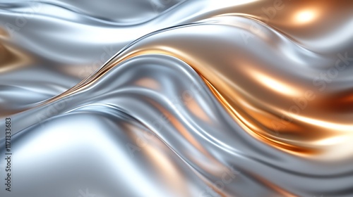 Abstract silver and gold flowing liquid. (1) photo