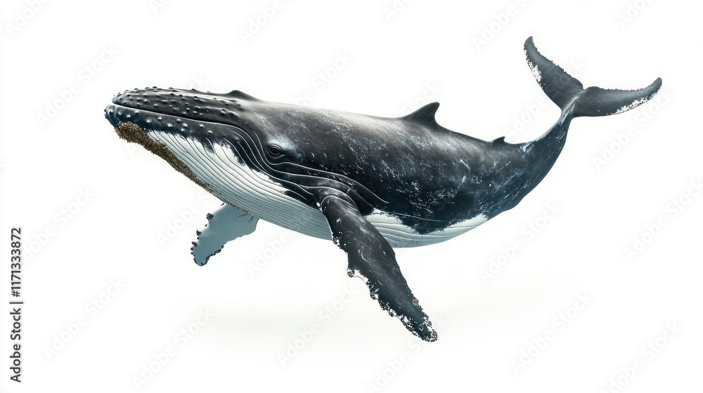 Fototapeta premium A humpback whale swimming gracefully underwater.