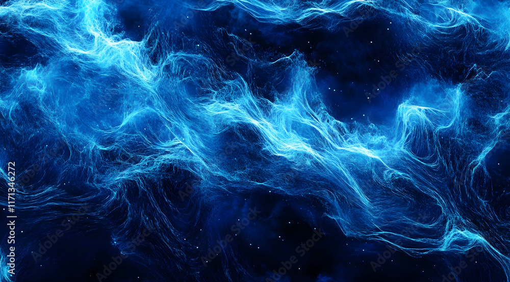 Obraz premium Abstract blue glowing waves on a black background