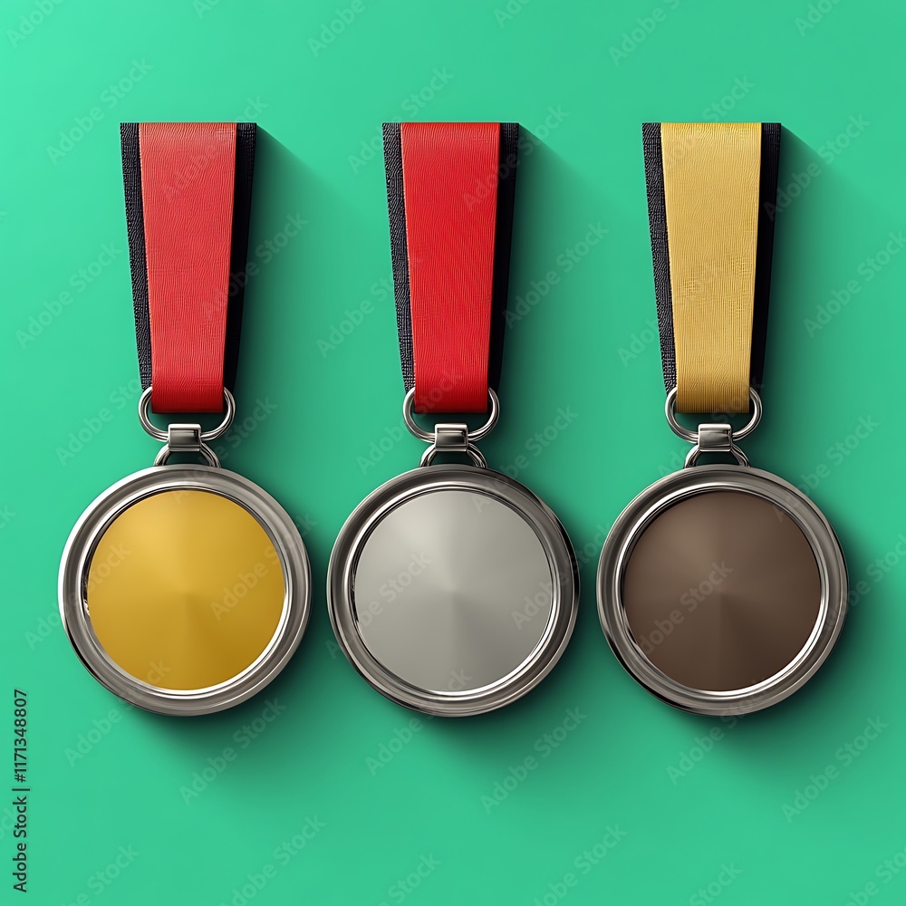 Three Medals Representing Gold Silver and Bronze Awards