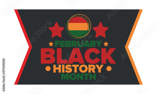 Black History Month 2025. African American History. Celebrated annual. February and October. Poster, card, banner, background. Vector illustration