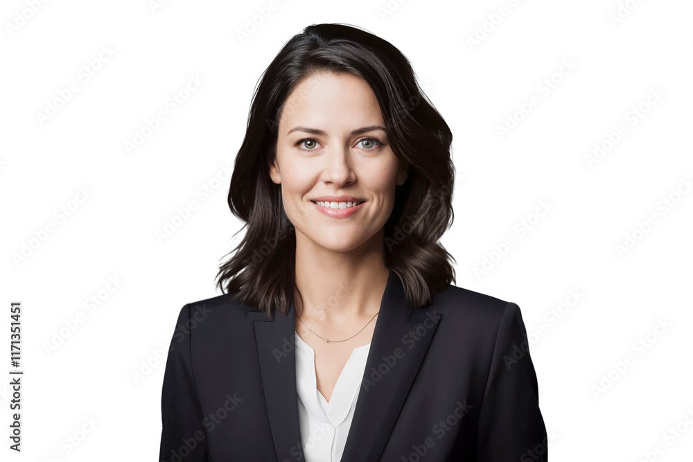 Portrait of a smiling businesswoman manager in a suit, isolated on transparent background Portrait of a smiling businesswoman manager in a suit, isolated on transparent background