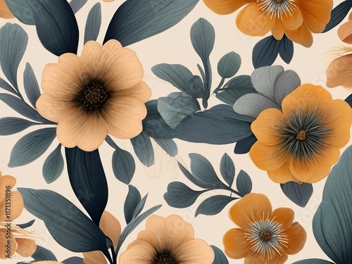 seamless background with flowers,Ai generated 