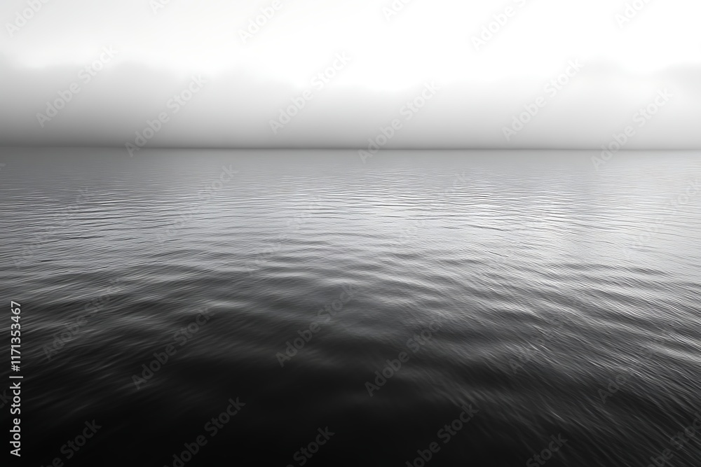 Obraz premium Monochromatic seascape, calm water, foggy horizon.