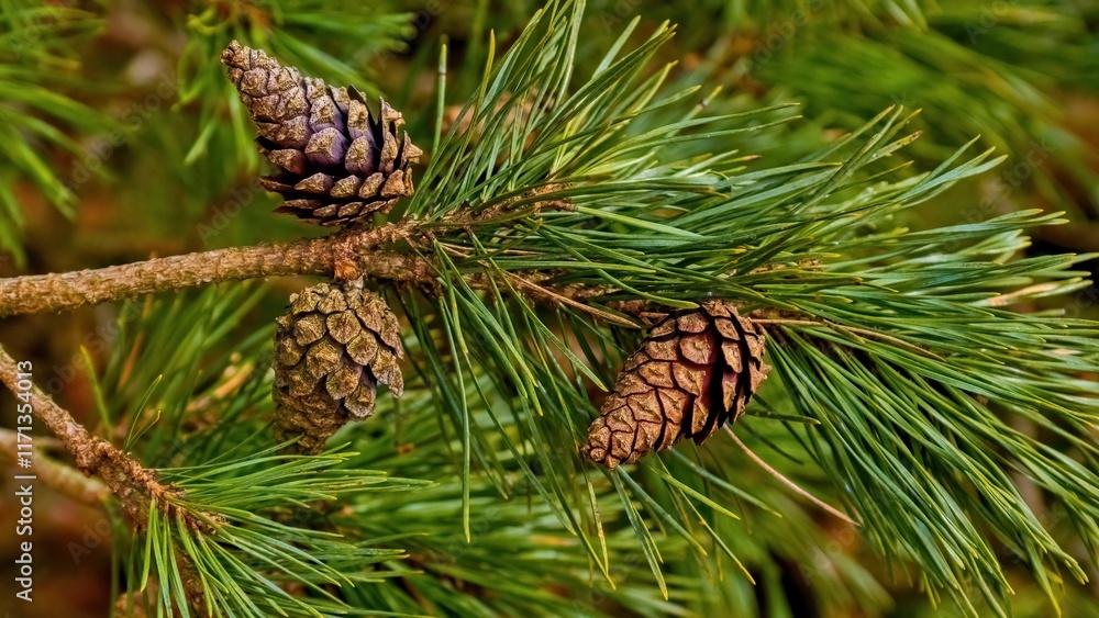 Pine cones close-up. Green background. Pine cones close-up. Green background.