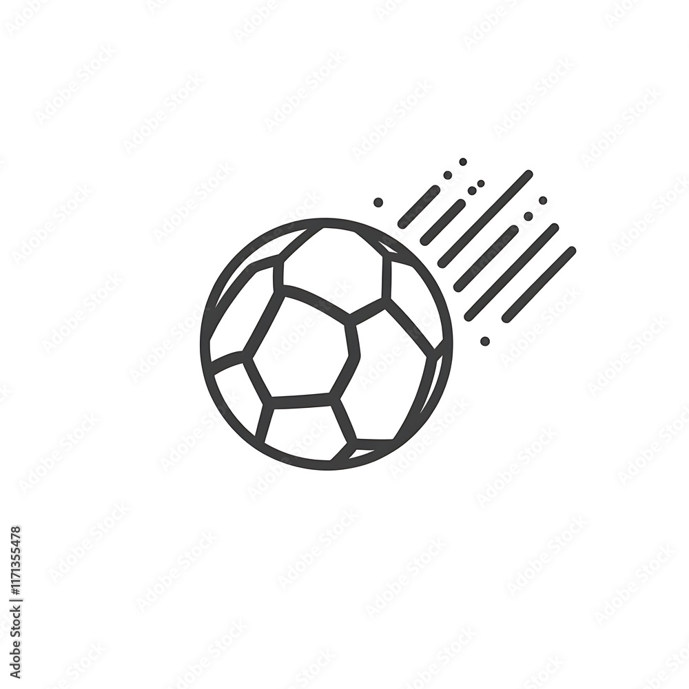 Obraz premium A classic black and white illustration of a soccer ball with a slight vintage look isolated on a black background.PNG